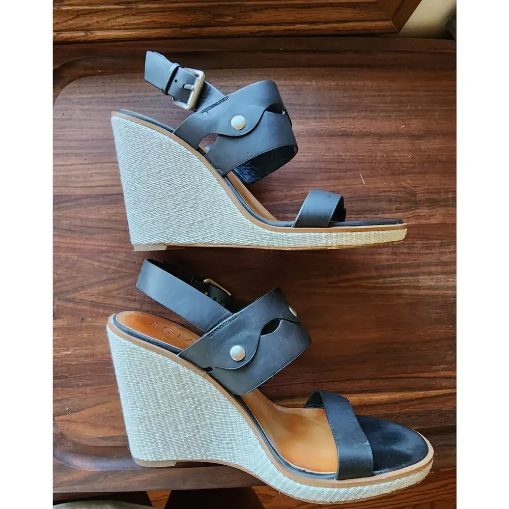1State Black‎ Leather Platform Sandals